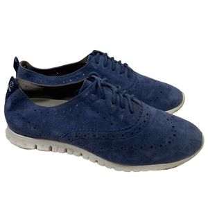 Cole Haan ZeroGrand Wingtip Blue Suede Lace up